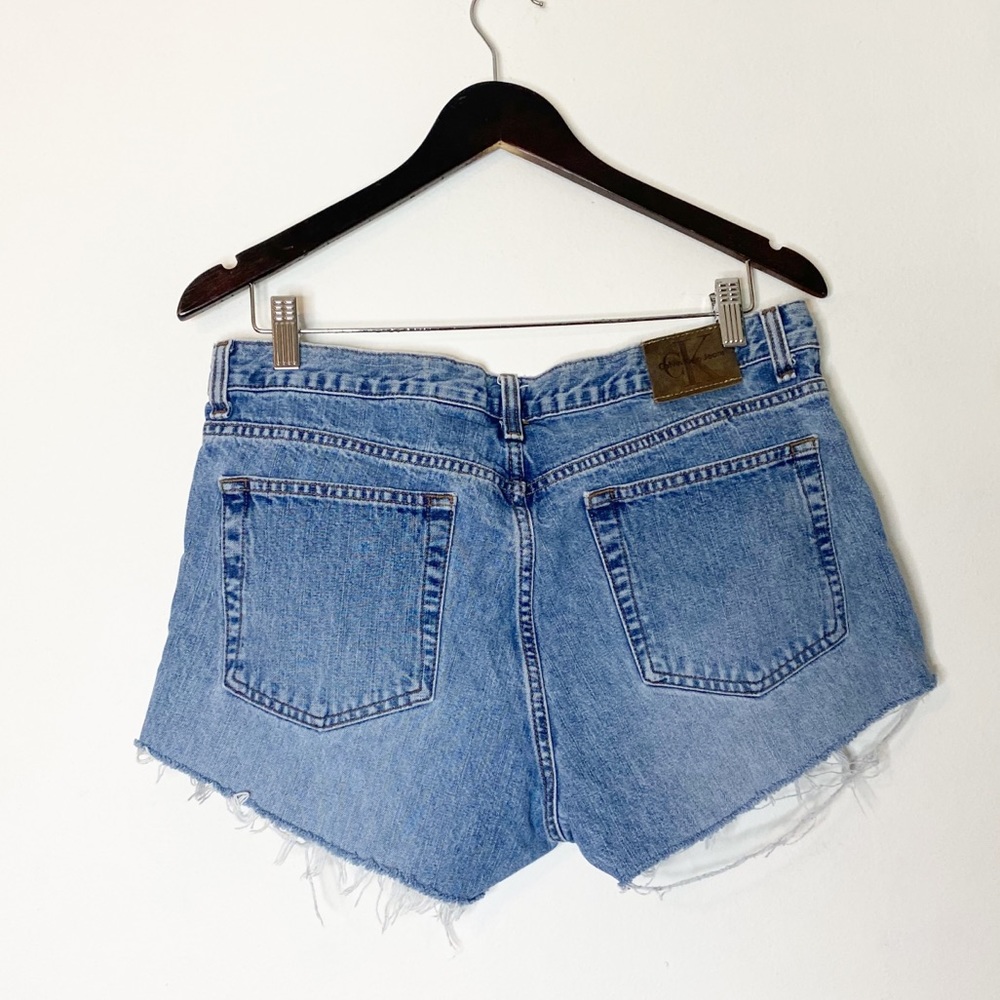 Vintage Calvin Klein CK Upcycled Denim Shorts Size 12 - Picture 5 of 5